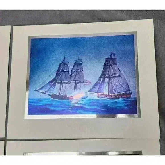 U.S. Ships of 76 Set William Nowland Van Powell Vintage Foil Color-Etched Prints - Picture 5 of 10